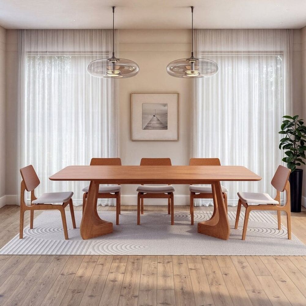 Kit Mesa de Jantar Paineira 240cm e 5 Cadeiras Jandaia CabeCasa MadeiraMadeira Amendoa