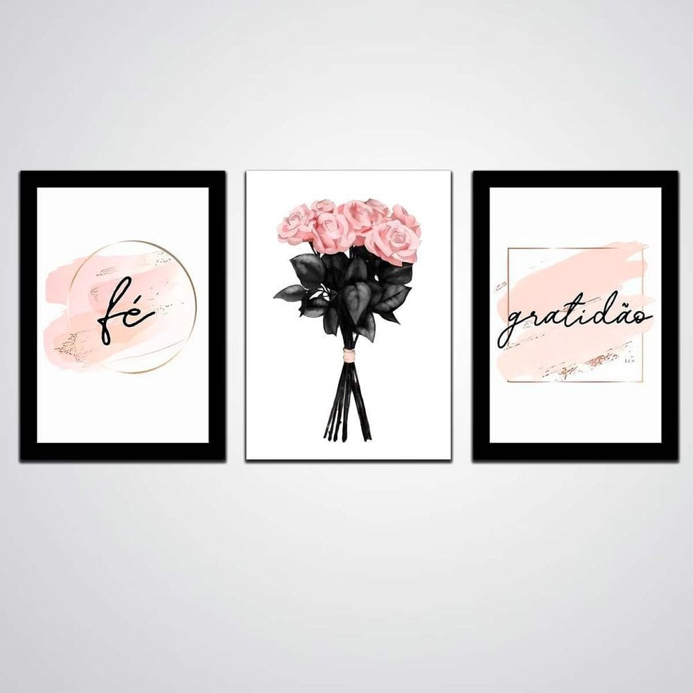 Kit Quadros Decorativos Fé Gratidão 20X30Cm