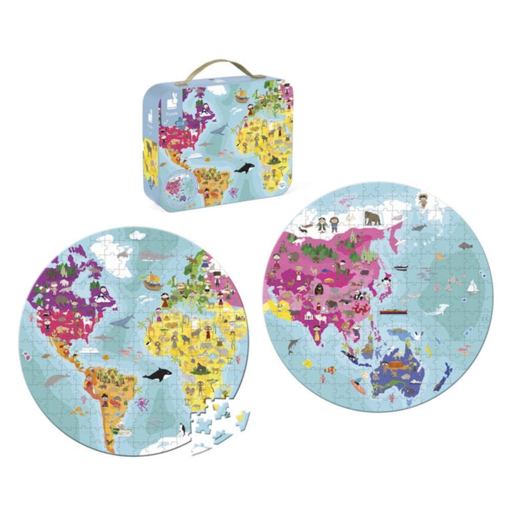Quebra-cabeça Mapa Mundi Dupla Face 208 peças - janod