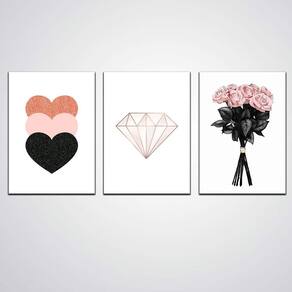 Quadros Decorativos Femino Tons De Rosa E Preto
