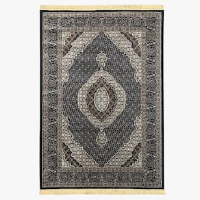 Tapete Tabriz Mahi Preto Indiano 140X200 Cm Tipo Persa Belga