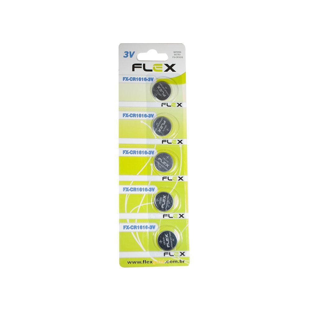 Bateria Cr1616 - Fx-Cr1616 3Volts Botão Cartela 5 Peças Flex