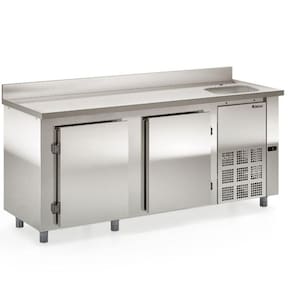 Balcão De Encosto Com 2 Portas E 1 Pia Lado Direito Gbfe200cd Gelopar Balcão 556 Litros Inox 110v