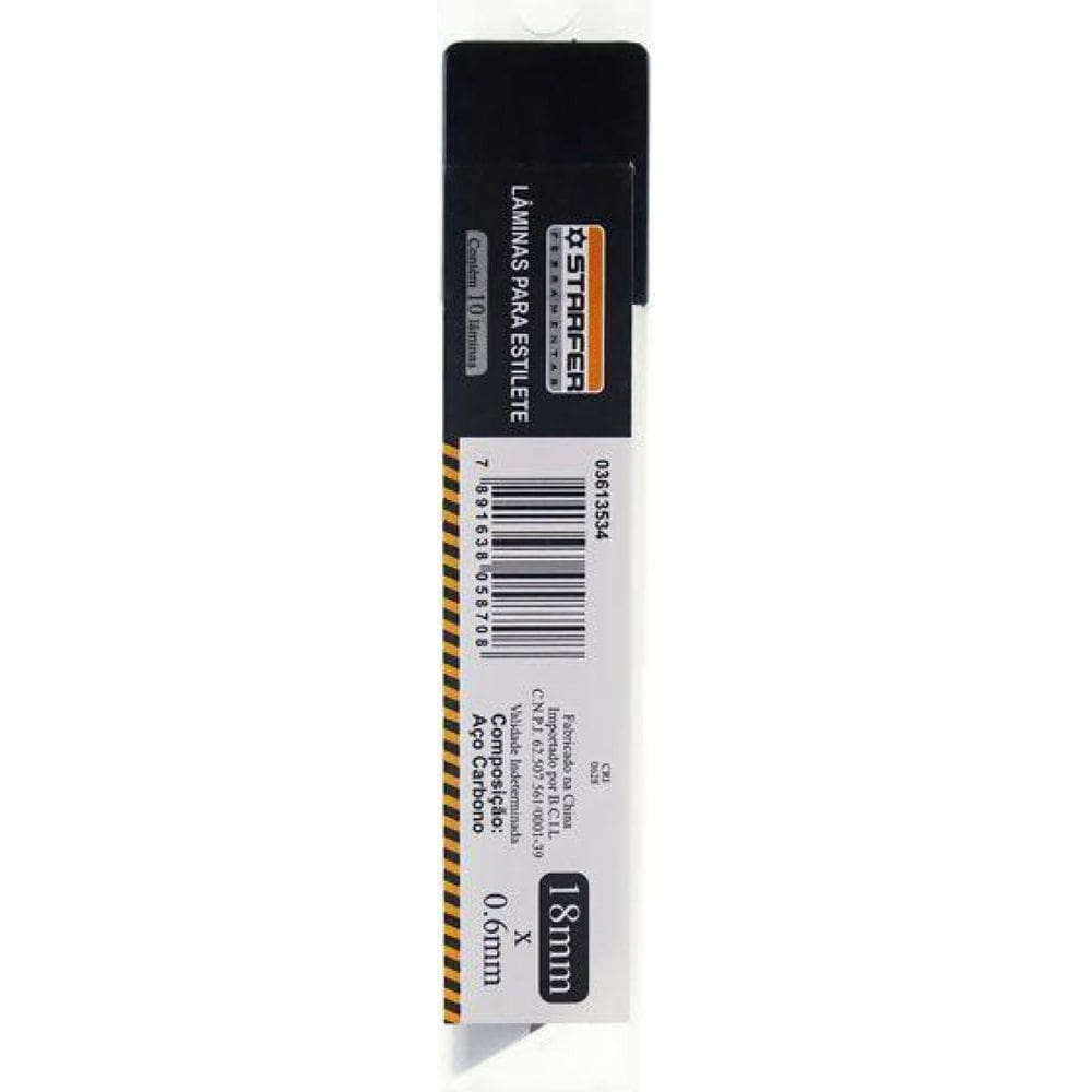 Lâmina Para Estilete 10 Unidades 18 X 0,6 Mm Starfer
