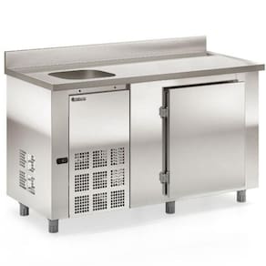 Balcão De Encosto Com 1 Porta E 1 Pia Lado Esquerdo Gbfe150ce Gelopar Balcão 347 Litros Inox 110v