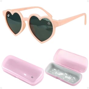 Óculos Sol Infantil Coração Menina Sereia Vintage Presente Bege Proteção UV Verão Qualidade Premium
