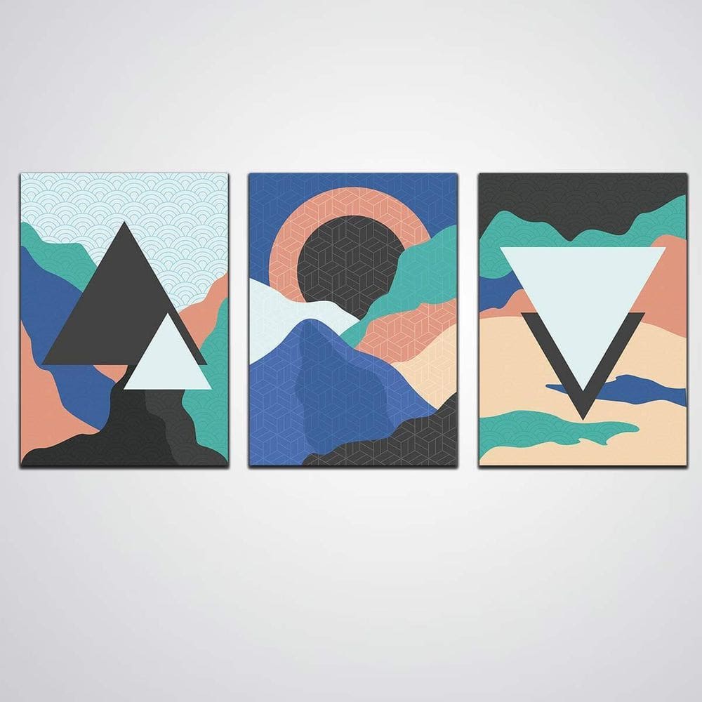 Kit Quadros Decorativos Abstratos Forma Geometricas