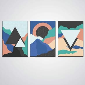Kit Quadros Decorativos Abstratos Forma Geometricas