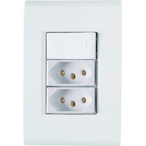 Interruptor Simples + Tomada Dupla 20A Branco 4X2 Tramontina