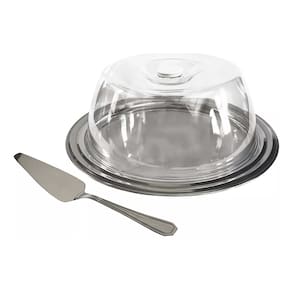 Porta Bolo Inox Com Tampa De Acrílico Fratelli Boleira Suporte Para Bolos Com Espátula