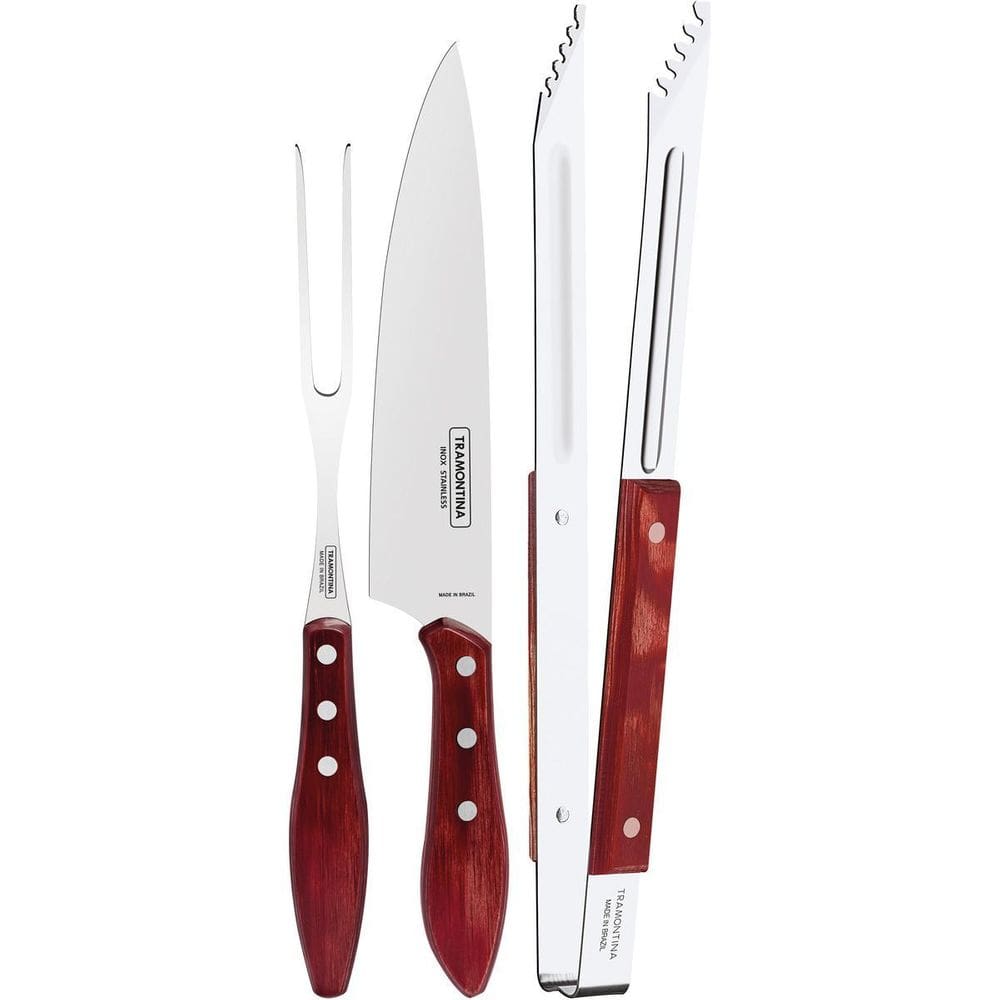 Jogo Churrasco Tramontina Polywood Churrasco 3 Pç Vermelho
