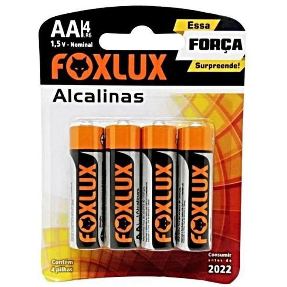 KIT Pilha Alcalina Pequena AA 4 Un Foxlux