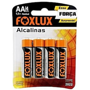 KIT Pilha Alcalina Pequena AA  4 Un Foxlux