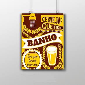 Placa Decorativa Frase 20X30Cm Cerveja É Que Nem Banho