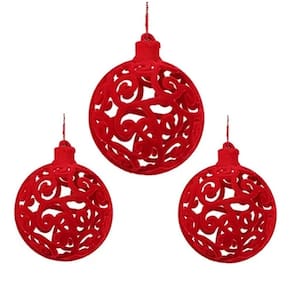 9 Bolas Natal Camurça Arabesco Vazada 6Cm Pendente Árvore