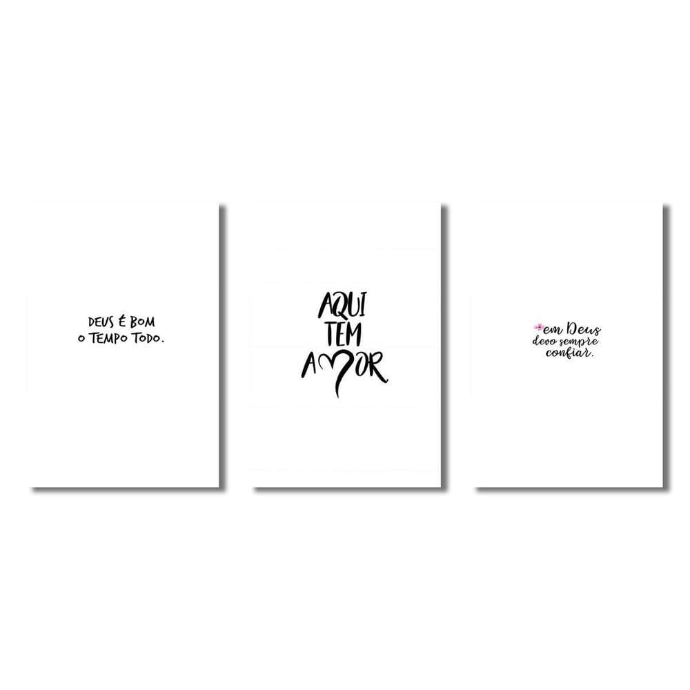 Kit 3 Placas Decorativas Deus E Amor