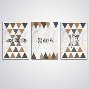 Quadro Resiliencia Amor E Fé Kit De Quadros Decorativo A4