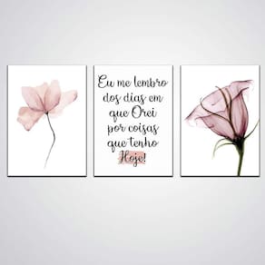 Kit De Quadro Flores E Frases Motivacionais Em Madeira