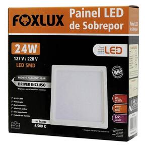 Painel LED 24W Downlight Bivolt, Luz Branca (6.500K) Quadrada Sobrepor Foxlux