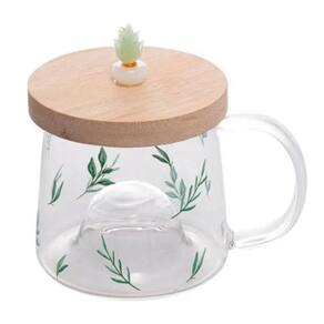 Caneca Suculenta 330ml Borossilicato C/ Pires Bambu 5708 Lyor