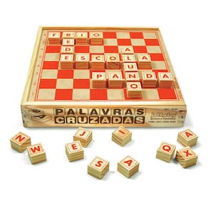 Palavras Cruzadas MDF 67 Peças Caixa Madeira 04x26x26cm