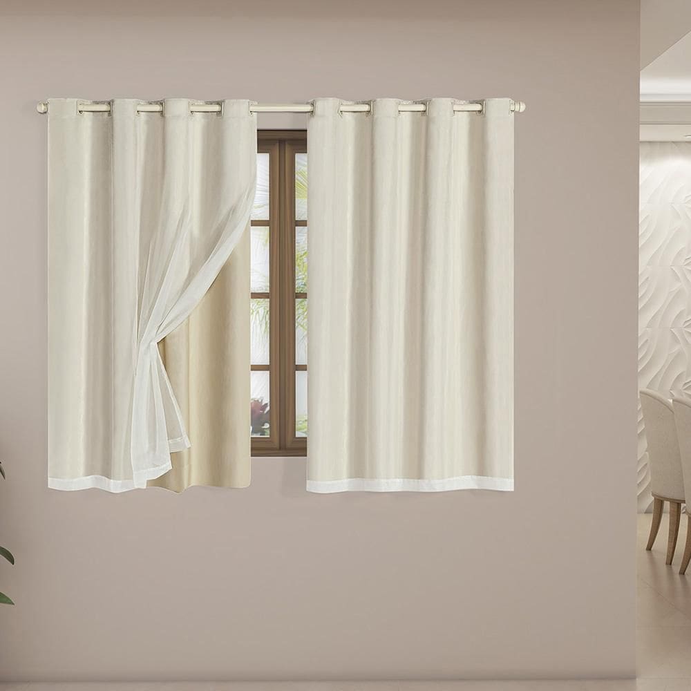Cortina Blackout Voil 2,00,X1,40 Corta Luz Sala Quarto Bege