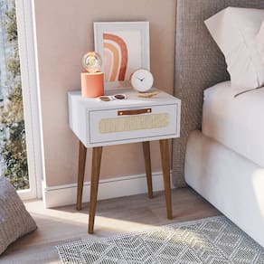 Mesa Cabeceira Retrô para Quarto Branco