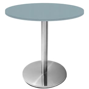 Mesa Beta Inox 75 cm (Altura) Disco Redondo Tampo MDP Redondo 60 cm (Larg) x 2,50 cm (Alt) Cinza