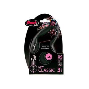 Guia Retratil Flexi New Classic Corda Pp Preto Cães Até8Kg