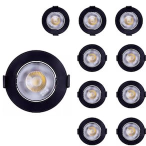 Kit 10 Spot Led Preto 5w 6000K Redondo 90x90 mm Embutir