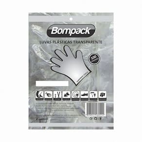 Luva Plástica Descartável Bompack 100 Und. 290mm