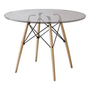 Mesa Eiffel Wood Tampo de Vidro 110cm