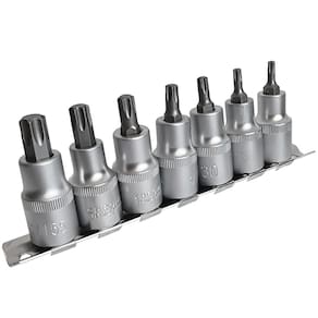 Kit 7 Soquetes Bits Torx 1/2 Pol T20 A T55 Cr-V Profissional