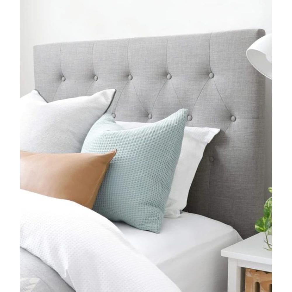 Cabeceira Estofada Luxo Light Grey -Solteiro Linho Cinza