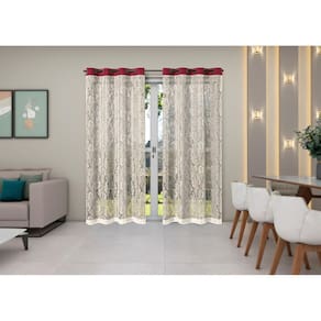 Cortina Renda 2,80M X 1,80M Sala Quarto Janela Cozinha Vinho
