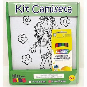 Kit Pintura Em Camiseta Menina Tamanho M De 6 A 8 Anos