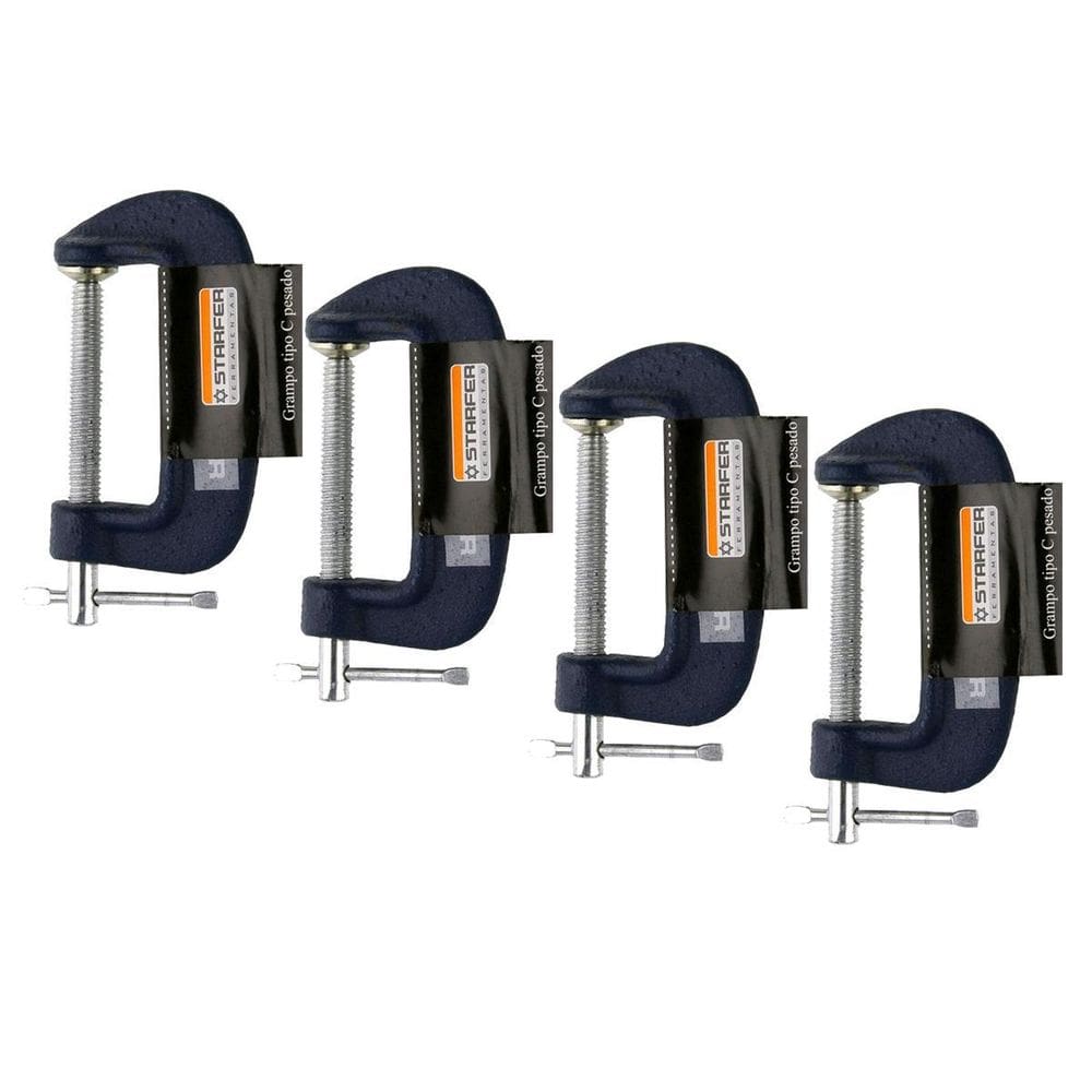 Kit 4 Unidades Grampo C Marceneiro 8 Polegadas Starfer