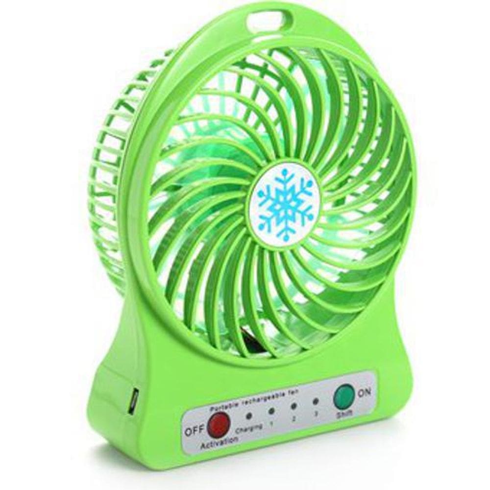 Mini Ventilador Mesa Portátil Recarregável Usb 3 Vel Verde