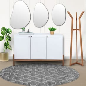 Balcão Buffet Vênus em Madeira Maciça e Mdf Natural/Cinza
