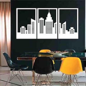 Quadro Decorativo Vazado Cidade MDF 3mm Preto