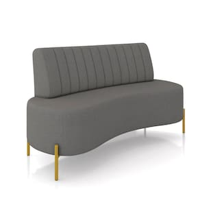 Sofá 2 Lugares Living 160cm Pé Ferro Dourado Maraú Linho Grafite K01 - D`Rossi