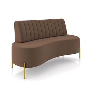 Sofá 2 Lugares Living 160cm Pé Ferro Dourado Maraú Veludo Marrom K01 - D`Rossi