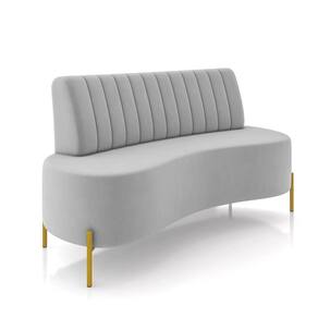 Sofá 2 Lugares Living 160cm Pé Ferro Dourado Maraú Veludo Cinza K01 - D`Rossi