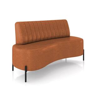 Sofá 2 Lugares Living 160cm Pé Ferro Pto Maraú Sintético PU Nozes K01 - D`Rossi