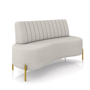 Sofá 2 Lugares Living 160cm Pé Ferro Dourado Maraú Bouclê Cinza C K01 - D`Rossi