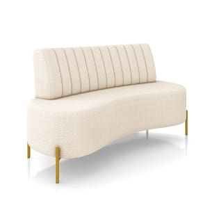 Sofá 2 Lugares Living 160cm Pé Ferro Dourado Maraú Bouclê Bege K01 - D`Rossi
