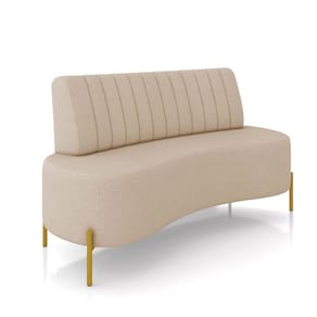 Sofá 2 Lugares Living 160cm Pé Ferro Dourado Maraú Linho K01 - D`Rossi