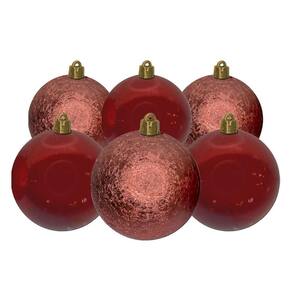 Kit Bola De Natal 8Cm Vermelha Textura Com 6Und Cromus