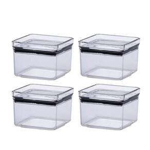 Kit com 4 Potes Hermético Mantimentos Recipientes De Acrílico 480ML Transparente Alimentos Empilhável Cozinha