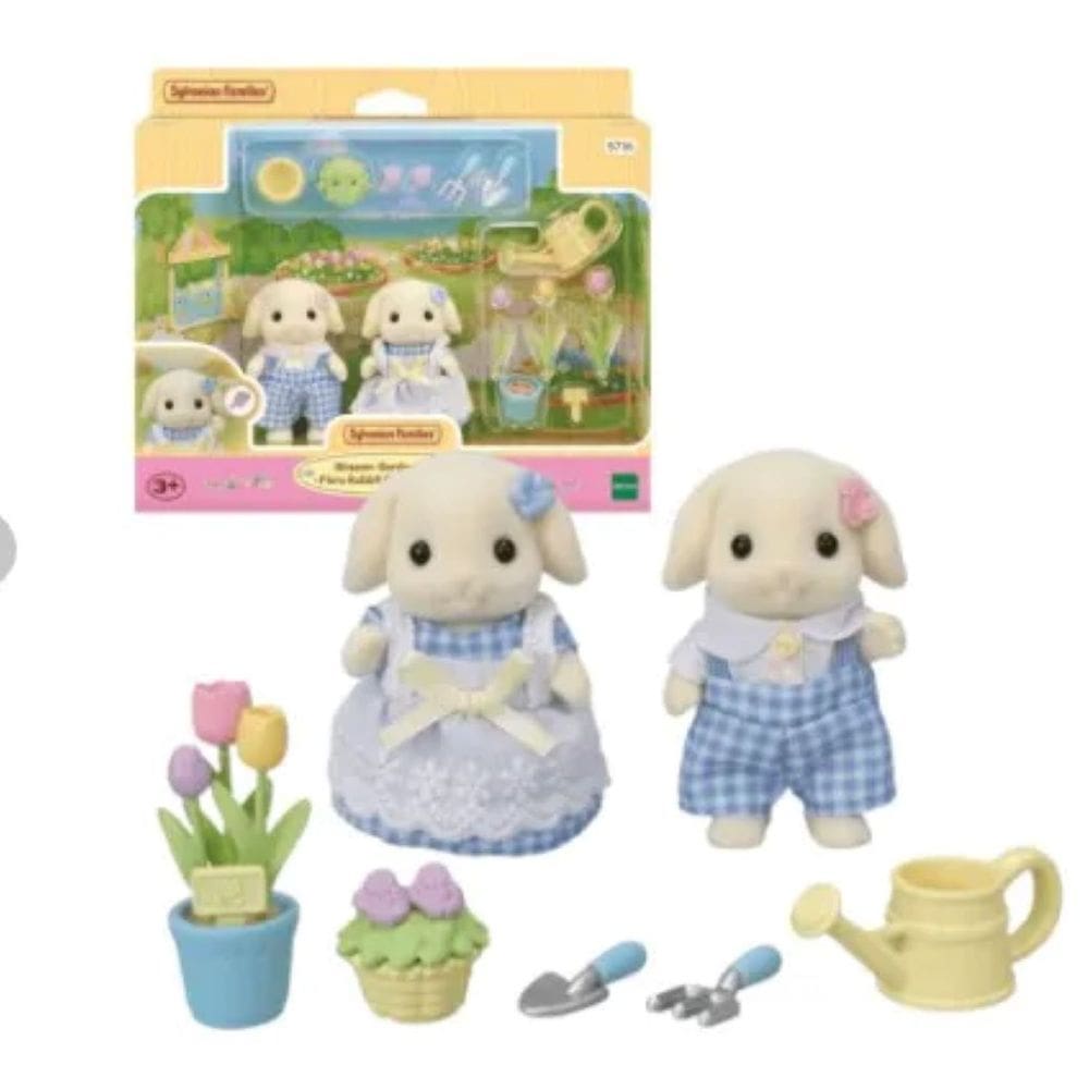Sylvanian Families - CONJUNTO DE JARDINAGEM - IRMA & IRMAO COELHOS FLOR